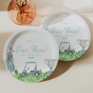 Assiettes En Carton C'est une partie trois Blue Golf 3ème fête d'anniv