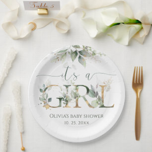 Assiettes En Carton C'est une plaque de Fille Baby shower