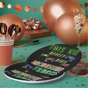 Assiettes En Carton Cet Enfant A Vraiment Digéré Des Camions Monster