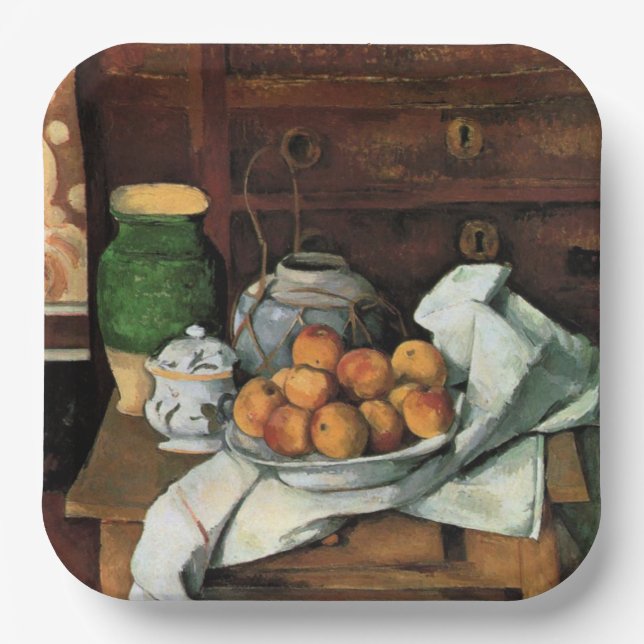 Assiettes En Carton Cézanne - Bateaux, fruits et tissus (Recto)