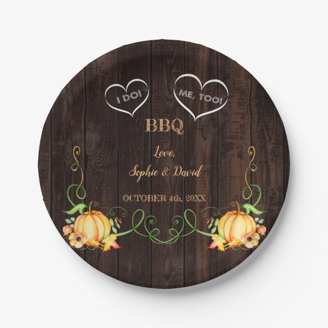 Assiettes En Carton Chaîne d'automne Citrouille lumières Vielle grange (Devant)