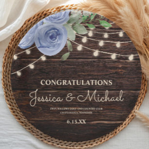 Assiettes En Carton Chaîne de bois rustique Lumières Mariage Floral bl