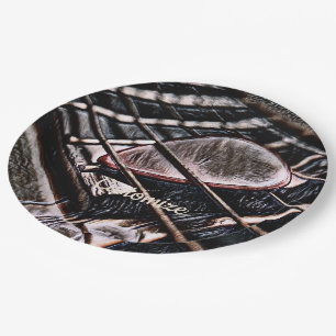 Assiettes En Carton Chaînes De Guitare En Plaques De Papier Cuir