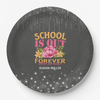 Assiettes En Carton Chalkboard amusant enseignant Floral Retraite