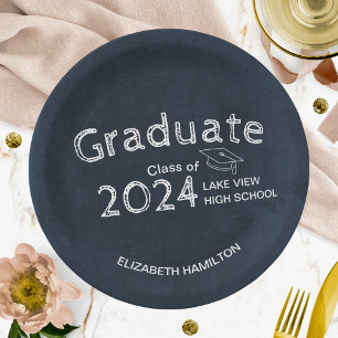 Assiettes En Carton Chalkboard High School Photo Graduation Party