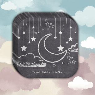 Assiettes En Carton Chalkboard Twinkle Twinkle Little Star Baby shower