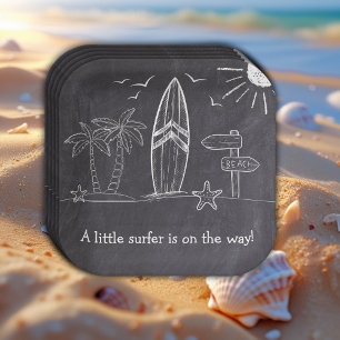 Assiettes En Carton Chalkboard Un Petit Baby shower Surfer