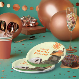 Assiettes En Carton Chambre de champignon de cobaye du joyeux