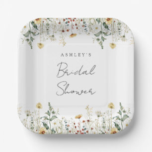 Assiettes En Carton Champ de fleurs sauvages estivales pour une baby s
