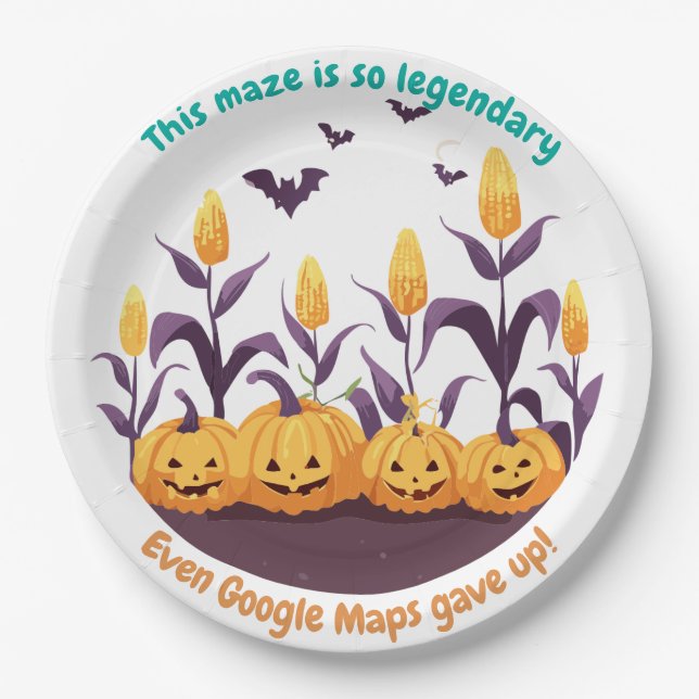 Assiettes En Carton Champ de maïs hanté d'Halloween (Devant)