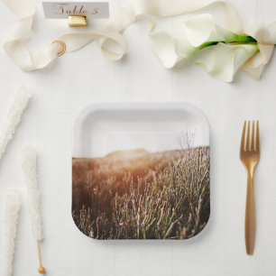 Assiettes En Carton Champ d'herbe Boho N'importe quelle occasion