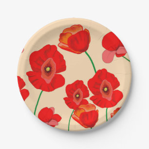 Assiettes En Carton Champ Red Poppy