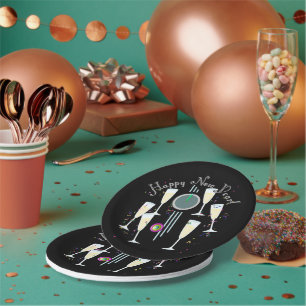 Assiettes En Carton Champagne et décompte Nouvel An