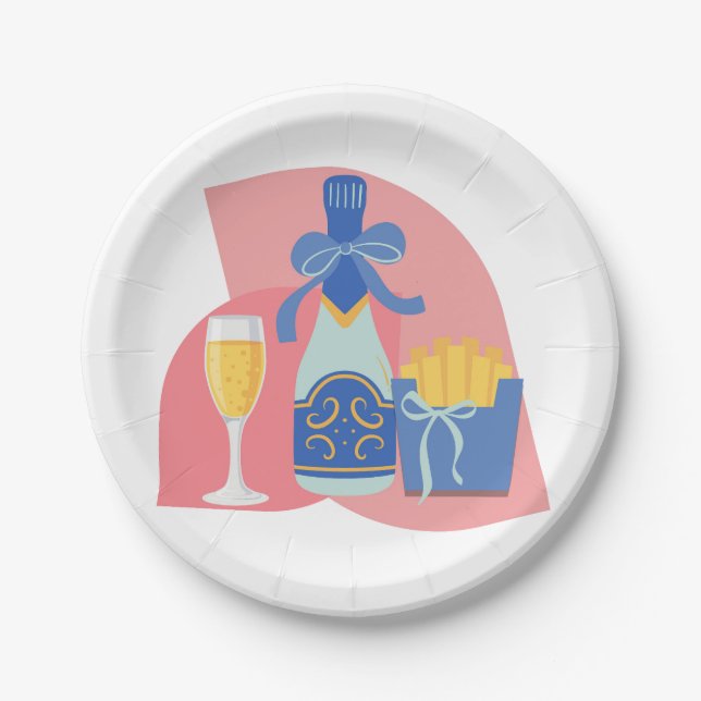 Assiettes En Carton Champagne et frites (Devant)