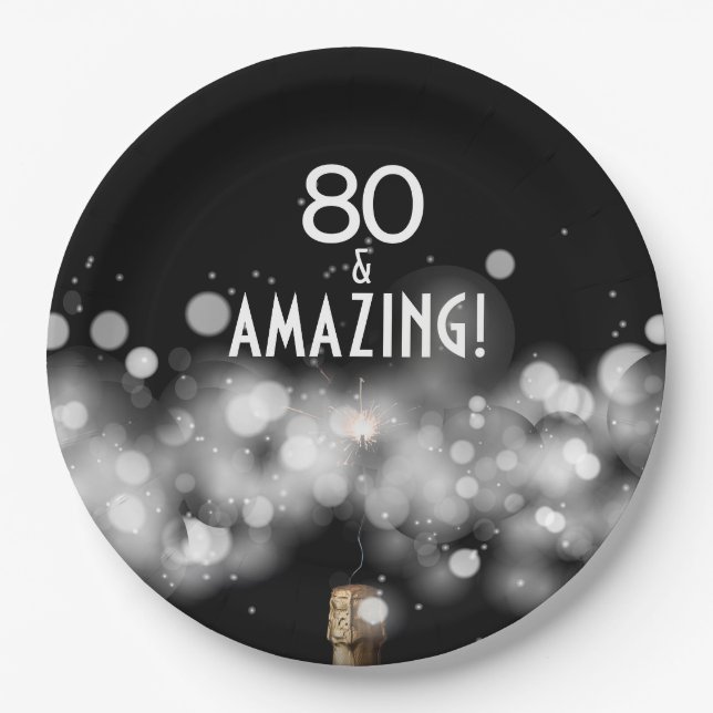 Assiettes En Carton Champagne & Sparkler 80 & Plaques en papier Extrao (Devant)