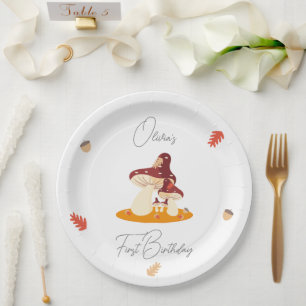 Assiettes En Carton Champignon forestier Premier anniversaire