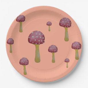 Assiettes En Carton Champignons à taches rouges et blanches