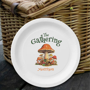 Assiettes En Carton Champignons amusants Rétro Réunion familiale
