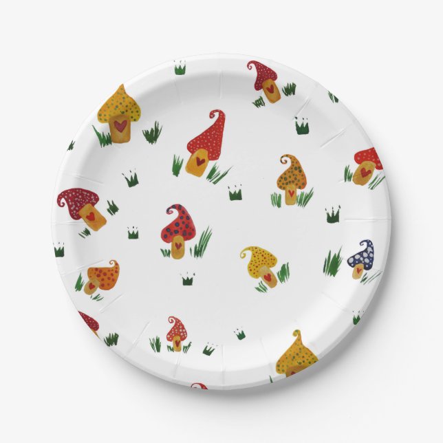 Assiettes En Carton Champignons avec coeur Plaques de papier personnal (Devant)