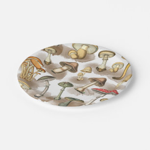 Assiettes En Carton Champignons de forêt vintage
