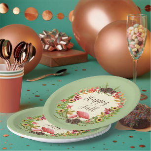 Assiettes En Carton Champignons et tournesols avec texte personnalisab