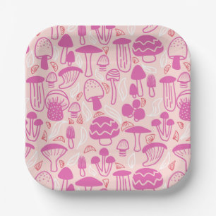 Assiettes En Carton Champignons Magenta rose