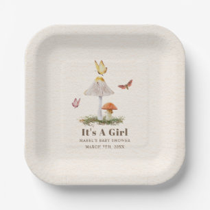 Assiettes En Carton Champignons Papillons Woodland Girl Baby shower P