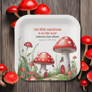 Assiettes En Carton Champignons rouges Baby shower des bois