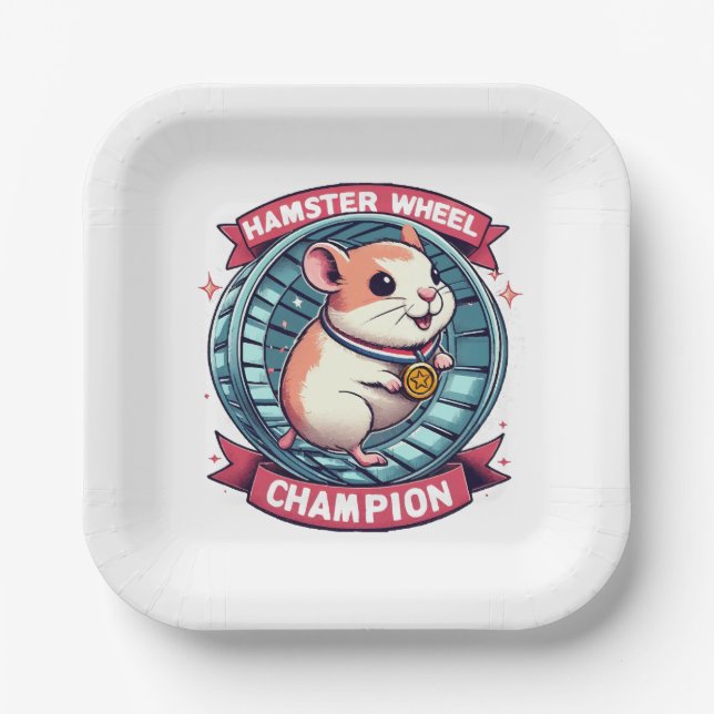 Assiettes En Carton Champion de roue de hamster (Recto)
