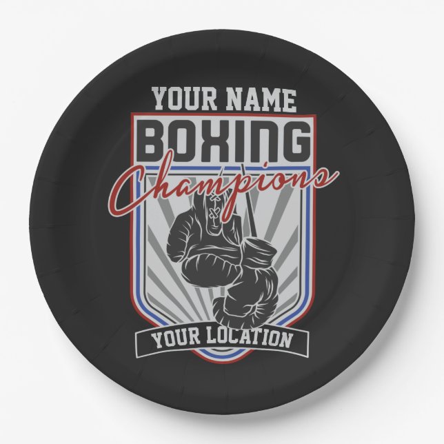 Assiettes En Carton Champions de boxe personnalisés Boxer Fitness Gym (Devant)