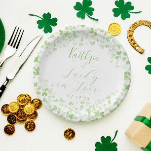 Assiettes En Carton Chanceux en amour Bridal Shower Saint-Patrick
