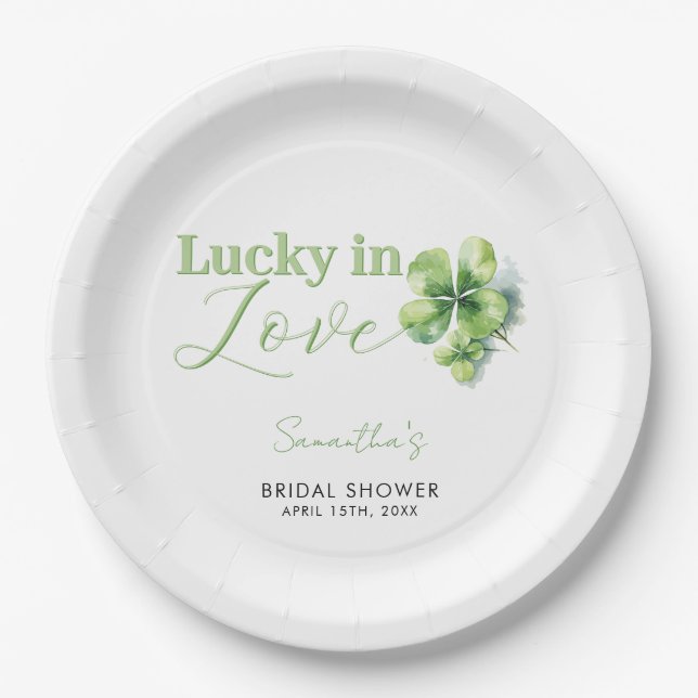 Assiettes En Carton Chanceux en amour Fête de mariage St Patrick  (Devant)