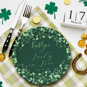 Assiettes En Carton Chanceux en amour Saint-Patrick Fête de mariage