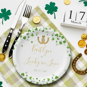 Assiettes En Carton Chanceux en amour Saint-Patrick Fête de mariage