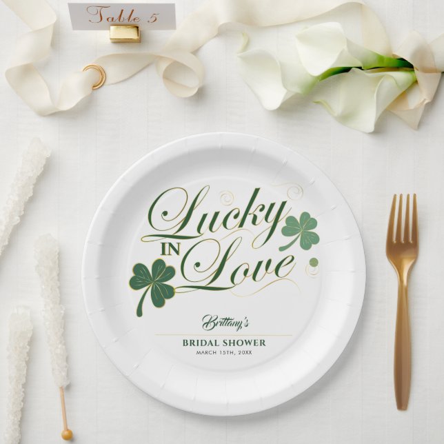 Assiettes En Carton Chanceux en amour Saint-Patrick moderne enterremen (Mariage)