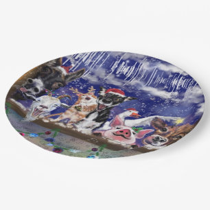 Assiettes En Carton Chanson de Noël - Fête des animaux