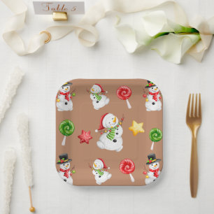 Assiettes En Carton Chanteurs De Neige Et Ornements De Noël