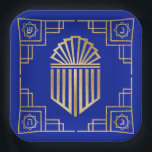 Assiettes En Carton Chanukah/Hanoukka Art Déco Gold Blue Dreidels<br><div class="desc">Hanoukka/Chanukah, design Art Déco Dreidel. Ce design doré, fantaisiste et mancheux peut être personnalisé en changeant la couleur arrière - plan et en ajoutant du texte n'importe où sur la plaque en utilisant votre couleur, taille et style de police préférés. Merci de vous être arrêté et de faire du shopping....</div>