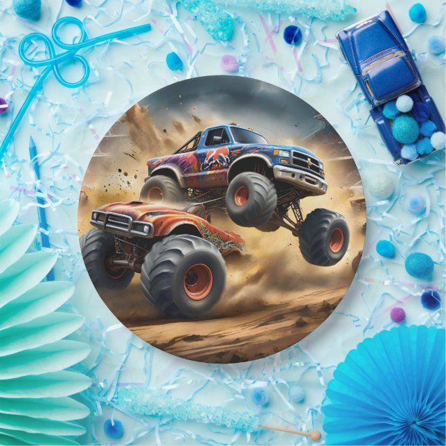 Assiettes En Carton Chaos on Wheels : Monster Truck Smash Derby, (Fête)