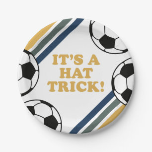 Assiettes En Carton Chapeau de football rétro Hat Trick 3e anniversair