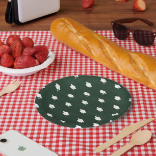 Assiettes En Carton Chapeau de remise des diplômes blanc Tableau noir