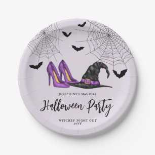 Assiettes En Carton Chapeau de sorcière et talons avec soirée d'Hallow