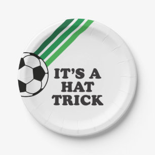 Assiettes En Carton Chapeau de Trick Green Stripes Soccer 3e Anniversa