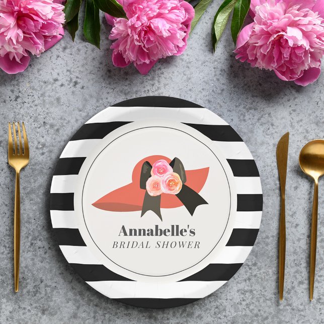 Assiettes En Carton Chapeau Rouge de Style Derby Rose Fête de Mariage (Créateur téléchargé)