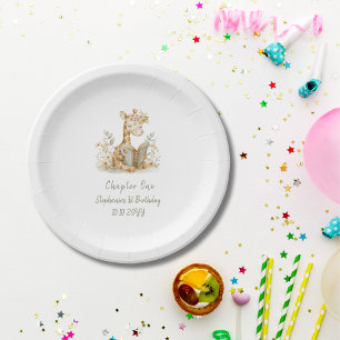 Assiettes En Carton Chapitre un Girafe avec livre Fête d'anniversaire