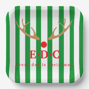 Assiettes En Carton Chaque Jour est Noël Rayé