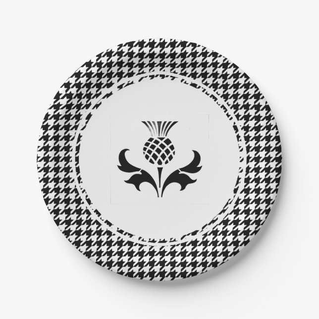 Assiettes En Carton Chardon écossais et Houndstooth  (Devant)