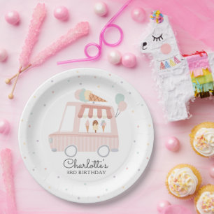 Assiettes En Carton Chariot à glace rose Décorations de fête d'anniver