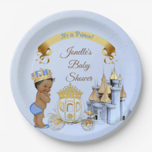 Assiettes En Carton Chariot de château de prince royal bleu or garcon