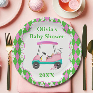 Assiettes En Carton Chariot de golf élégant prêt pour la baby shower 